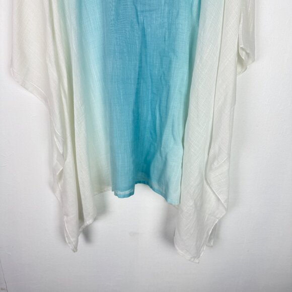 NWT J. Jill Ombre Poncho With Neckline Trim In Light Blue White Plus Size XL-3X - Picture 12 of 14